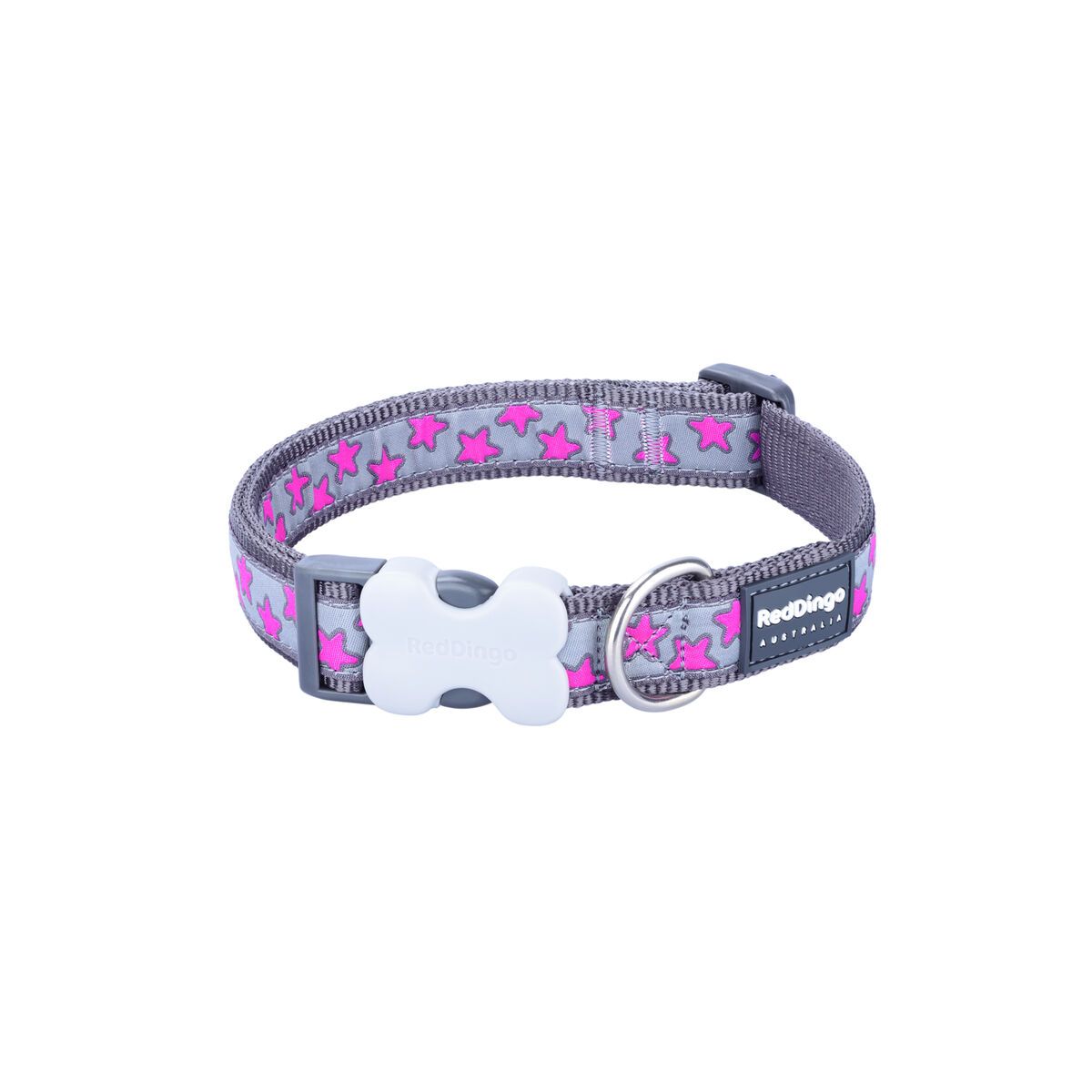 KALINDRA | BB. Dog collar Red Dingo STYLE HOT PINK ON COOL GREY 31-47 cm