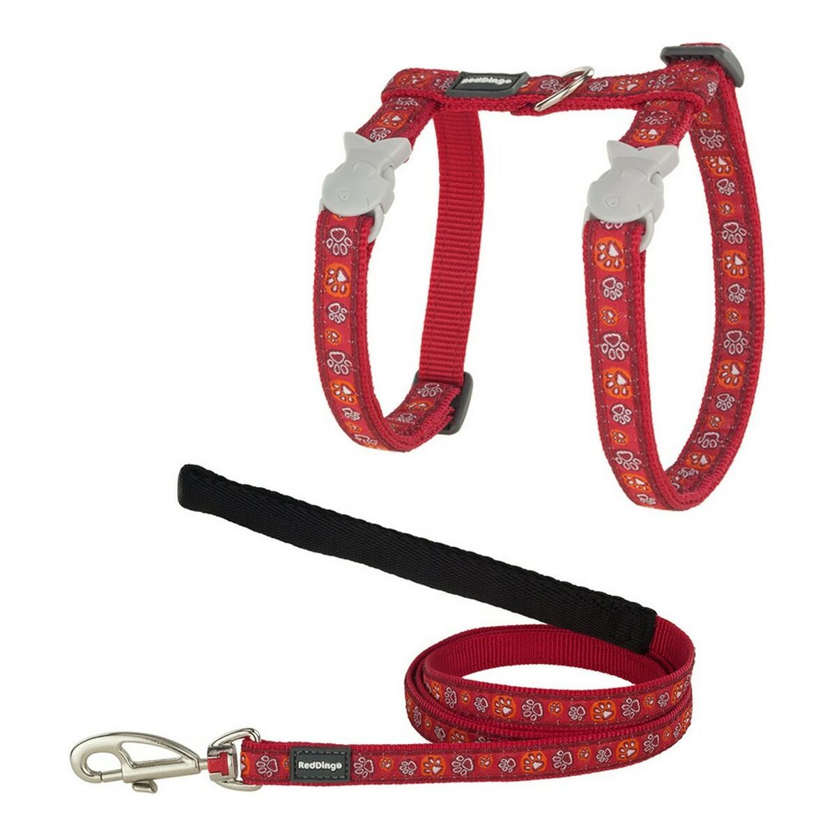 KALINDRA | BB. Cat Harness Red Dingo Style Red Strap Animal footprints