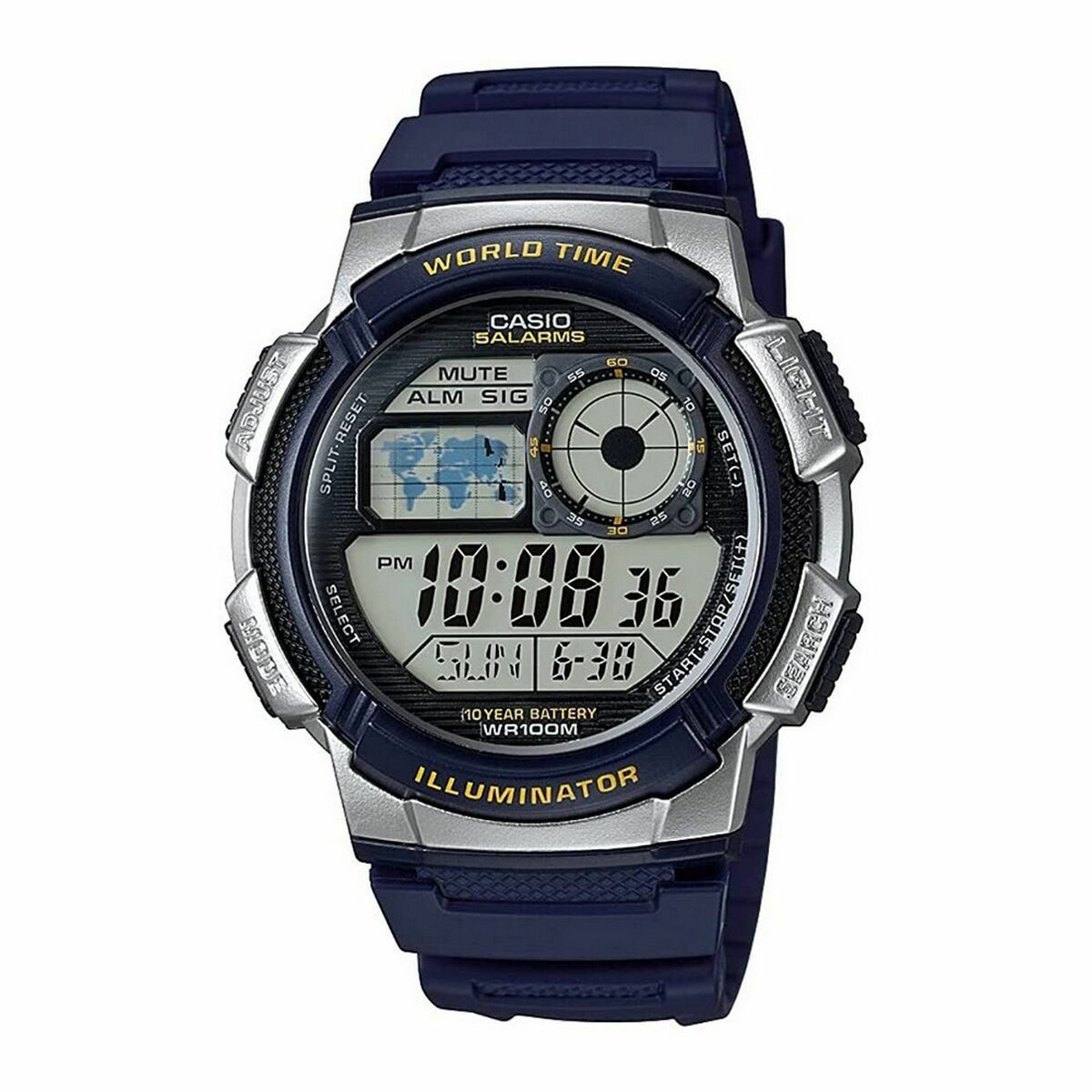KALINDRA | BB. Men's Watch Casio WORLD TIME ILLUMINATOR - 5 ALARMS, 10 YEAR BATTERY Black Grey (Ø 40 mm) (Ø 43 mm)