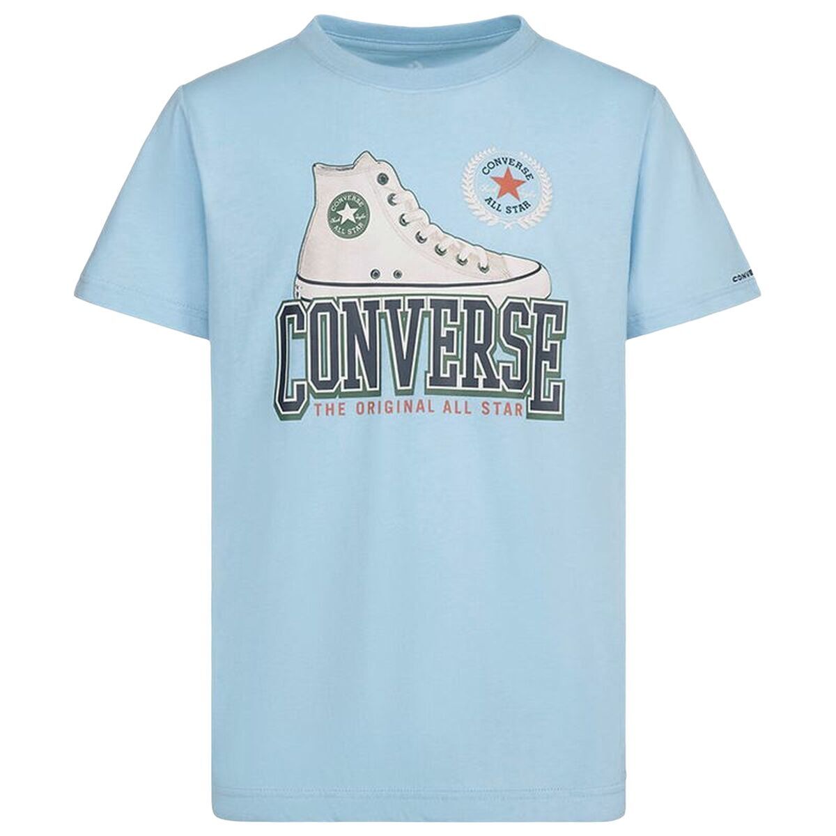 KALINDRA | BB. Child's Short Sleeve T-Shirt Converse Script Sneaker Gfx Sky blue