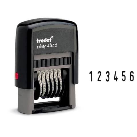 Numeratore autoinchiostrante a 6 bande TRODAT PRINTY ECO 4846 in plastica nero - 211594
