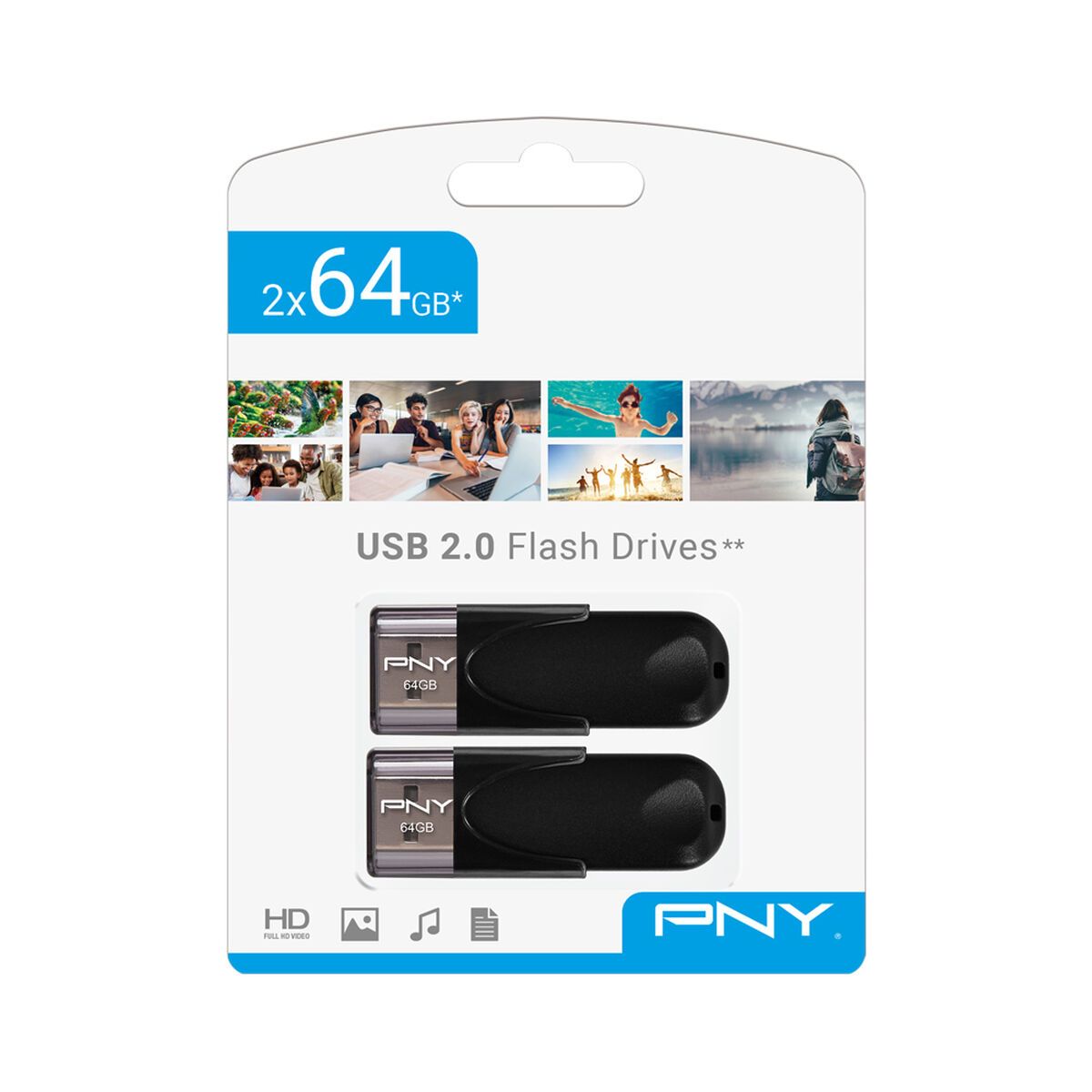 KALINDRA | BB. USB stick PNY FD64GATT4X2-EF Black 64 GB (2 Units)