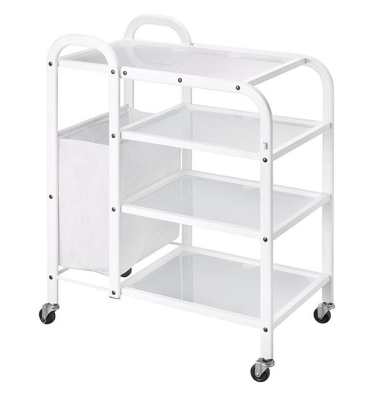 BLUE FARM | Weelko. Mobile. Trolley with 4 glass shelves and side storage bag