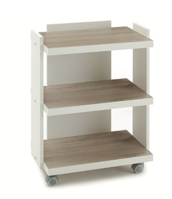 BLUE FARM | Vismara. Living. Living trolley with 3 shelves. Larch or oak finish BLUE FARM | Vismara. Living. Living trolley with 3 shelves. Larch or oak finish