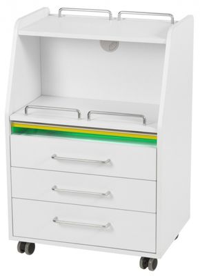 BLUE FARM | Weelko. Spin. White plywood trolley with 3 drawers + UV sanitization