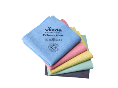 BLUE FARM | Vileda Professional. PURmicro Active: microfibre cloth with polyurethane. Cm 35 x 38. 5 x 20 = 100  pieces