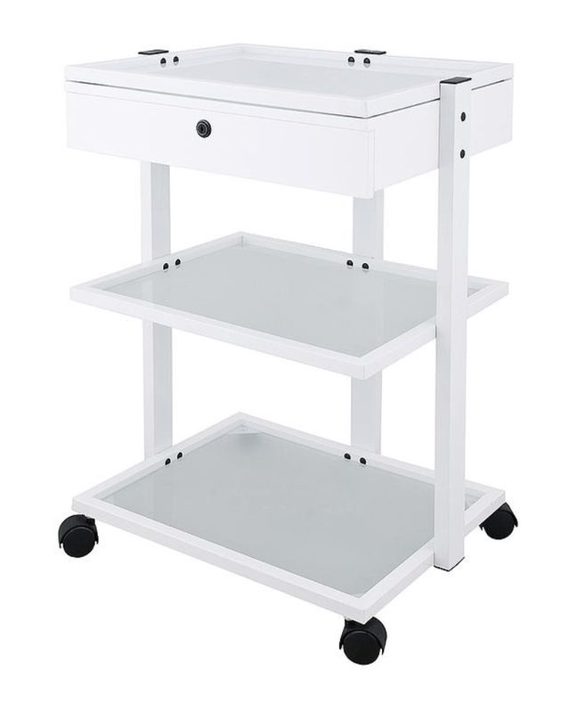 BLUE FARM | Weelko. Facile +. Trolley with one drawer with key and 3 glass shelves