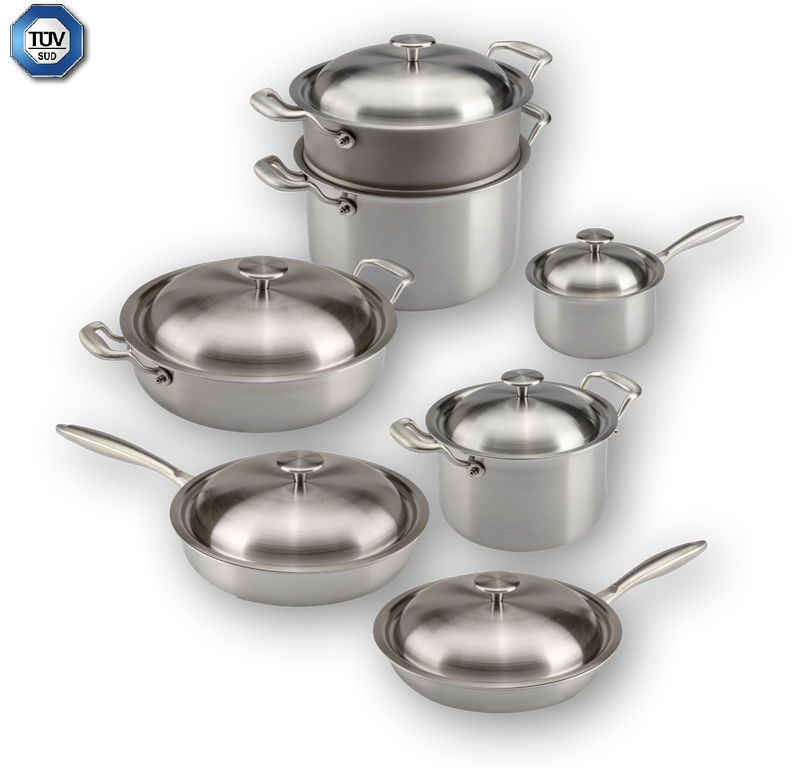 BLUE FARM | Tritania. Set of 13 pans with lids ZERO nickel line