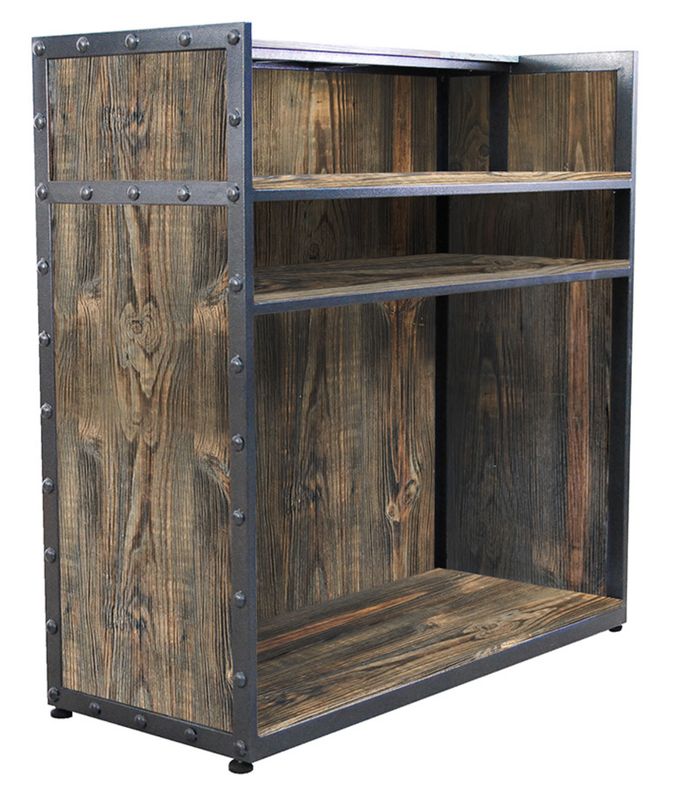 BLUE FARM | Valk. Reception for barbers and hairdressers in black metal and plywood