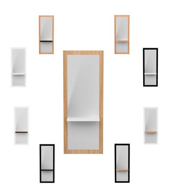 BLUE FARM | Workstation with mirror and shelf for hairdressers and barbers. Available in 9 versions