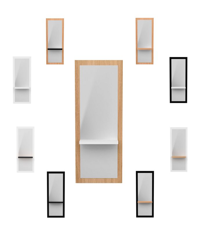 BLUE FARM | Workstation with mirror and shelf for hairdressers and barbers. Available in 9 versions