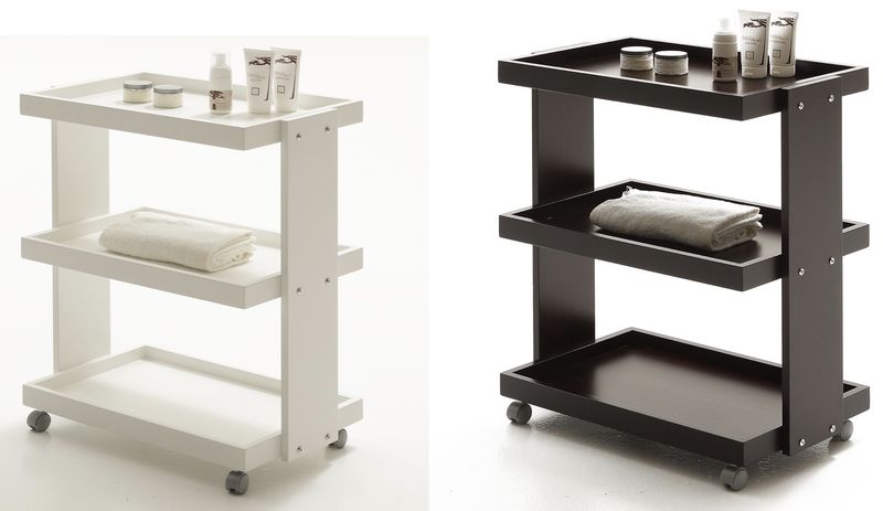 BLUE FARM | Vismara. Oboro. Trolley with three shelves in white larch