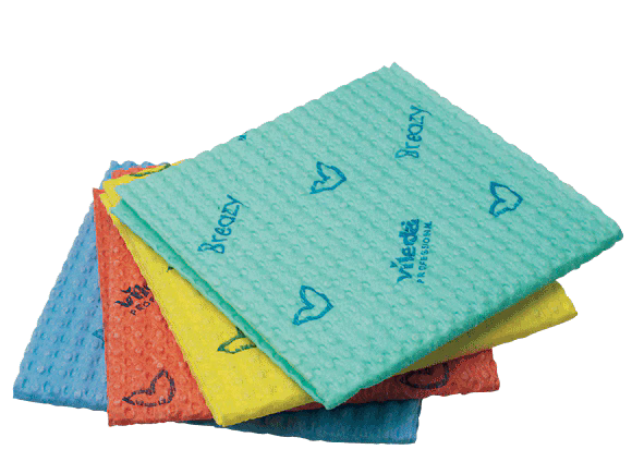 BLUE FARM | Vileda Professional. Luftiges Mikrofasertuch und Novolon®-Beutel. 35 x 35 cm. Set 25 Stück