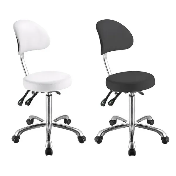 BLUE FARM | Weelko. Comfort. Stool with ergonomic backrest and flat, circular seat