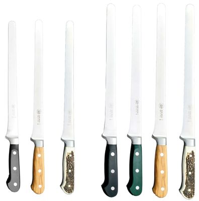 BLUE FARM | Due Buoi knives. 8813/26-8. Forged chef's knife for ham and slicing. Stainless steel. 7 models available