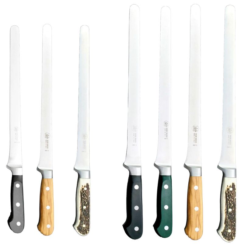 BLUE FARM | Due Buoi knives. 8813/26-8. Cuchillo de cocinero forjado para jamonero y loncheador. Acero inoxidable. 7 modelos disponibles