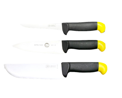 BLUE FARM | Due Buoi knives. Set with 3 slaughtering professional knives