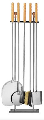 BLUE FARM | Lilly. 5-Geraete-Set für Kamin-Ofen-Grill, rostfreier Stahl, h 120cm (artikeln 330/0-1-2-3-4-5+ Gestell)