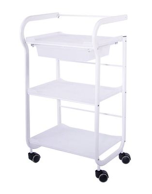 BLUE FARM | Weelko. Part. Metal trolley with 3 plastic shelves and a pull-out drawer BLUE FARM | Weelko. Part. Metal trolley with 3 plastic shelves and a pull-out drawer