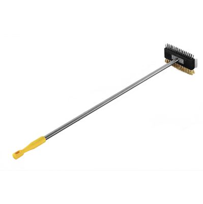 BLUE FARM | Lilly. Doppelte Buerste in rostfreiem Stahl und Messing mit Kratzeisen für Ofen und Grill - h 110
cm