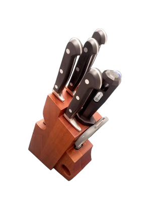 BLUE FARM | Due Buoi Knives. 603F. Black. Complete forged house line block. 7 pieces