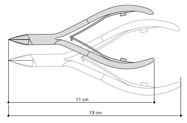 Titanium ingrowing nail nippers, straight, box joint, double blade spring. Kalindra Italia