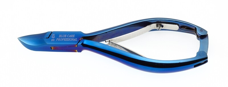 Titanium concave nail nippers double blade spring &amp; safety lock. Kalindra cutlery