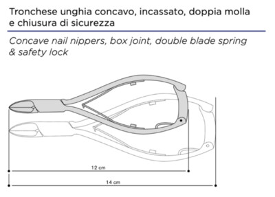 Titanium concave nail nippers double blade spring & safety lock. Kalindra cutlery