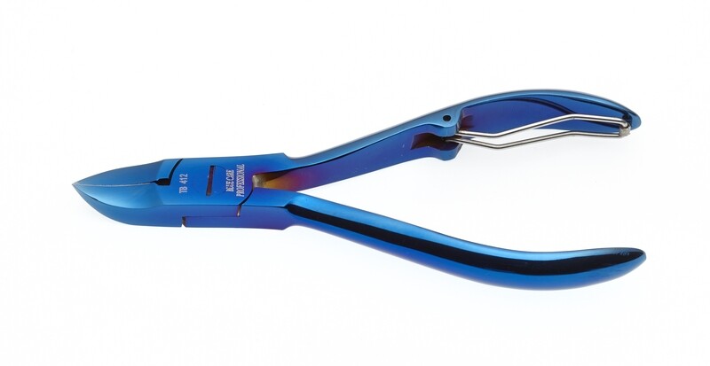 Titanium nail nippers, lap joint, single wire spring. Kalindra Cutlery