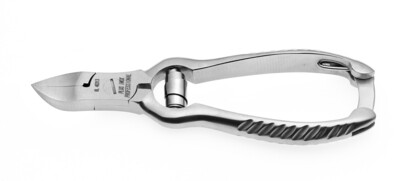 X-Care concave, overlapping nail nippers with a coil spring. Made of high-carbon stainless steel. Kalindra cutlery