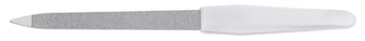 12-piece sapphire nail file set with white plastic handle. Kalindra cutlery