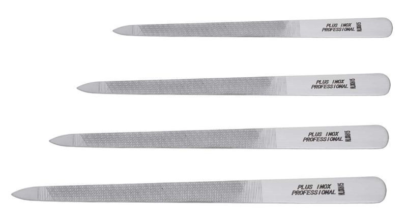 Stainless steel nail files with high carbon content. Sanitizable and sterilizable in an autoclave. Kalindra Cutlery