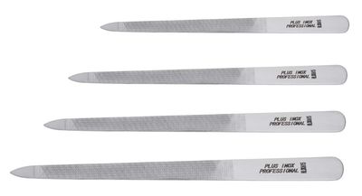 Stainless steel nail files with high carbon content. Sanitizable and sterilizable in an autoclave. Kalindra Cutlery