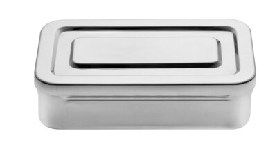 Boîte rectangulaire en acier inoxydable pour instruments, avec couvercle. Kalindra coutellerie
