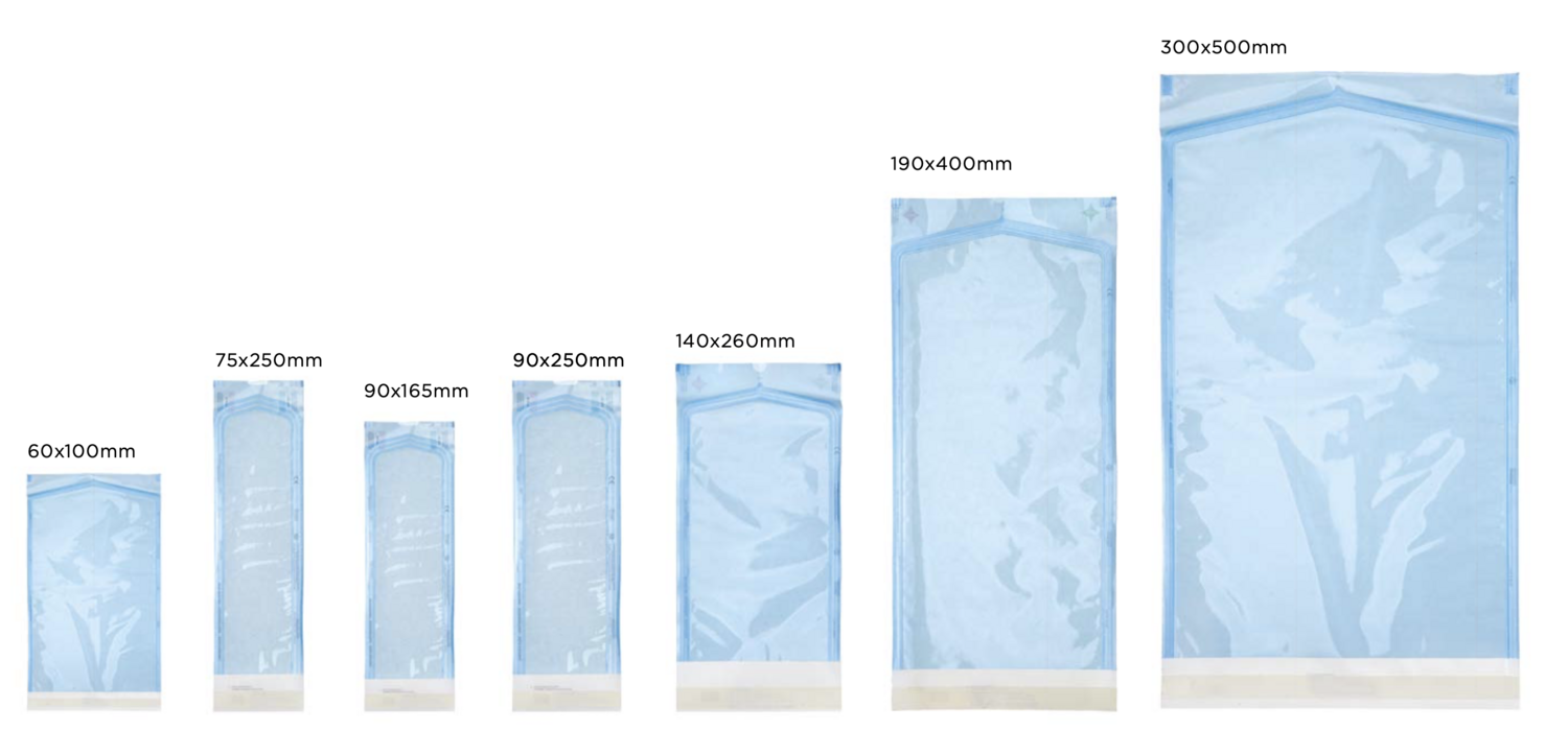 Self-sealing sterilization pouches with chemical indicators. Kalindra cutlery
