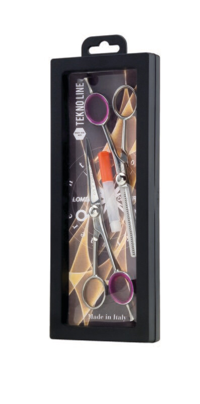 Tijeras y entresacadoras para cabello Tekno Line de 5", 5,5" y 6". Producto profesional de acero inoxidable con alto contenido de carbono