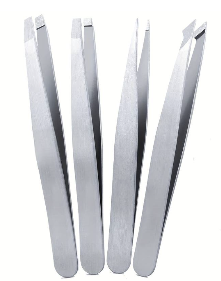 Tweezers and tongs in steel or nickel. Kalindra cutlery