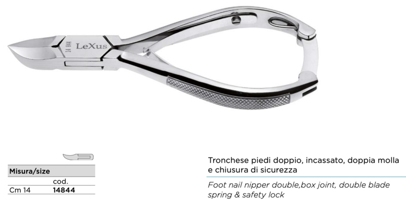 Coupe-ongles pour pieds en acier poli. Double, encastré, 14 cm. Couverts Kalindra
