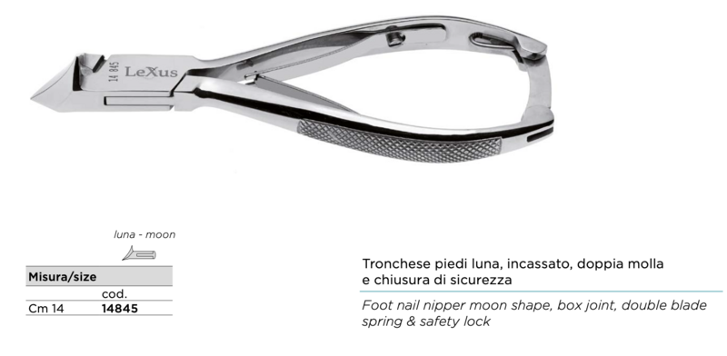 Coupe-ongles pour pieds en acier poli. Luna, encastré, 14 cm. Couverts Kalindra