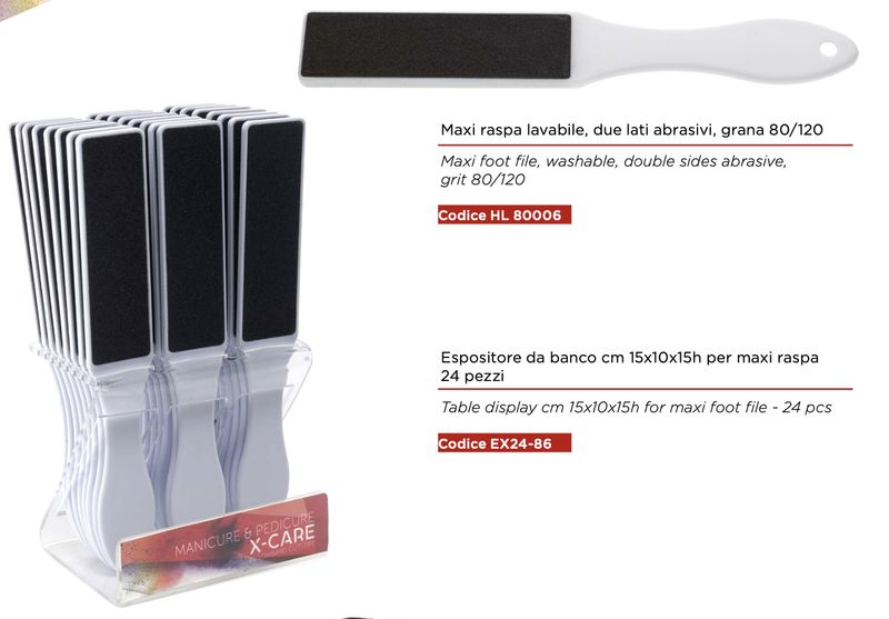 Maxi Foot File with Two Abrasive Sides, Washable, Grit 80/120. Kalindra Cutlery