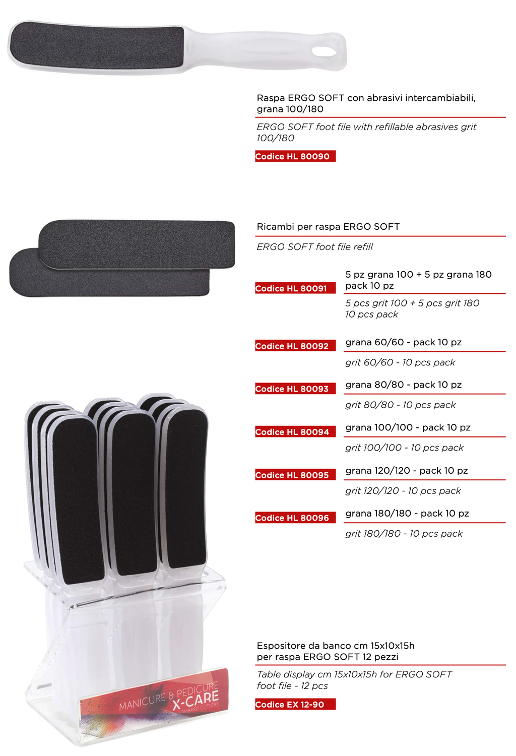 Ergo Soft. Foot callus rasp with interchangeable elements. Kalindra cutlery