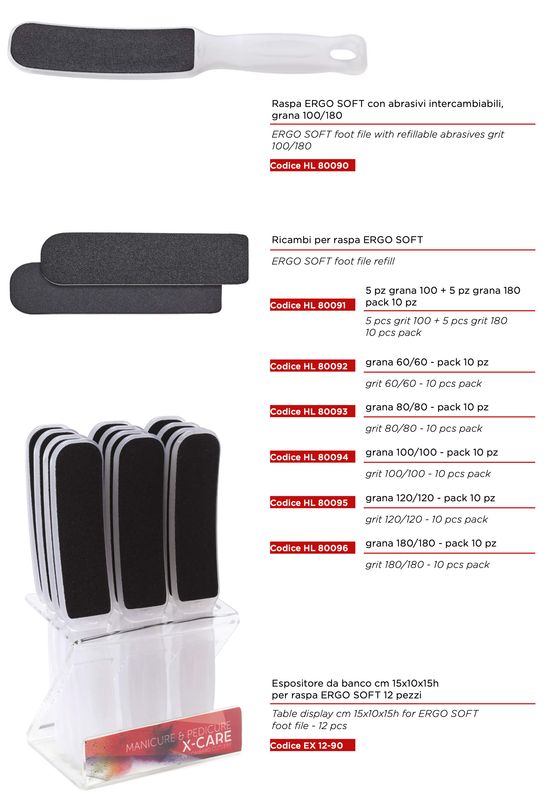 Ergo Soft. Foot callus rasp with interchangeable elements. Kalindra cutlery