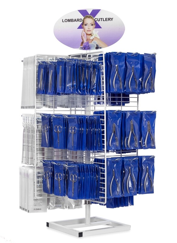 Manicure and pedicure product display stand. Kalindra cutlery