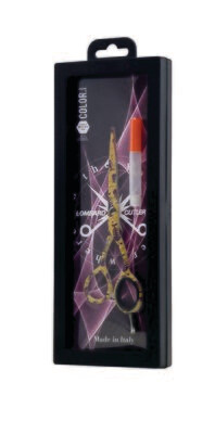 Decorative cutting scissors and razor + 10 blades. Color Line.