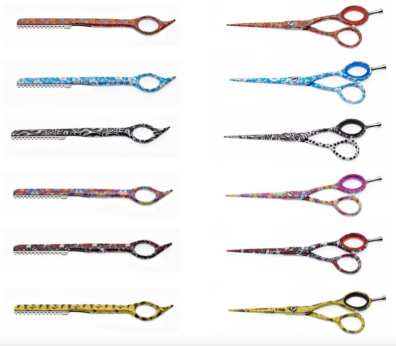 Tijeras decorativas de corte y cuchilla + 10 hojas. Línea de Color.