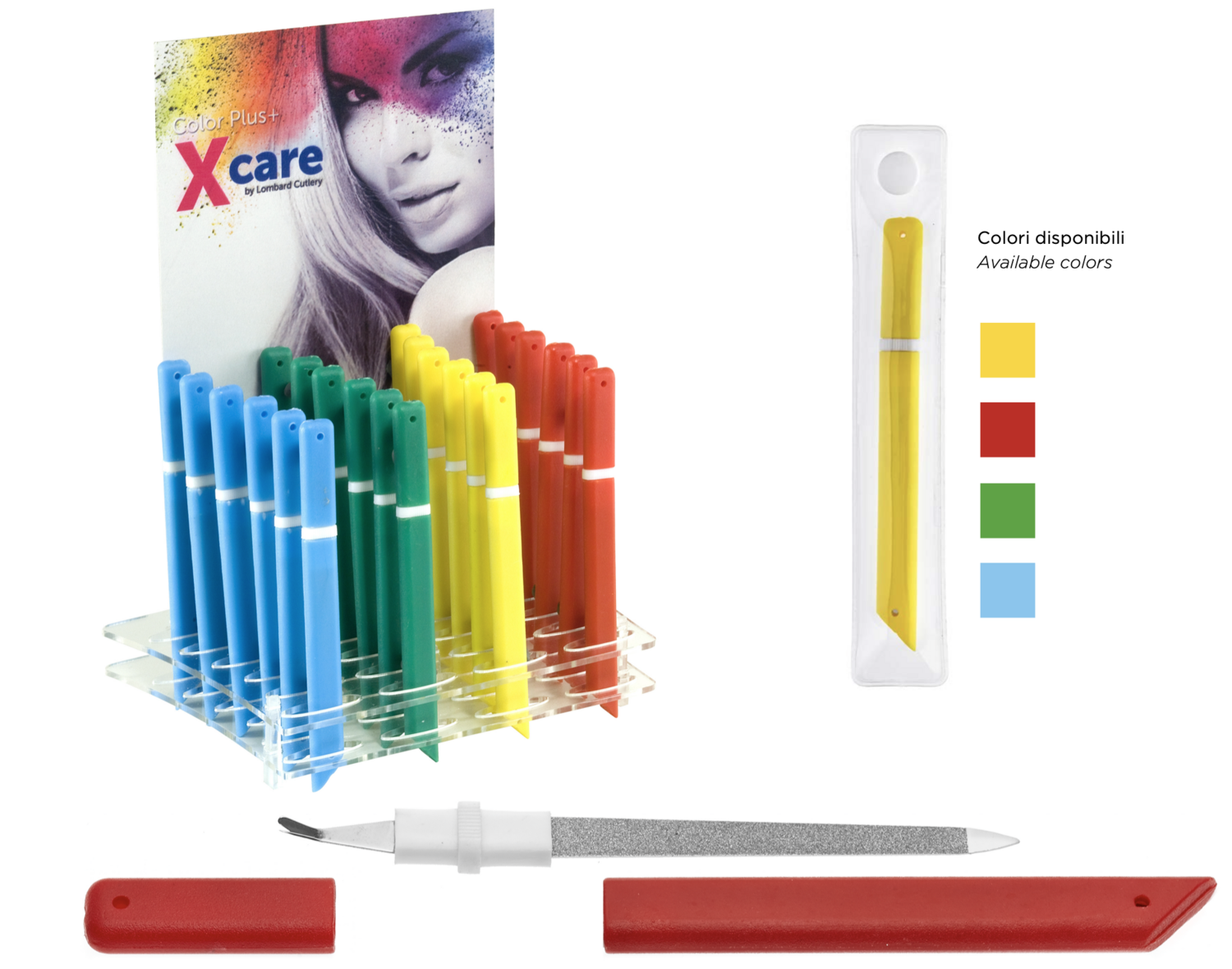 SKILL: nail file and cuticle remover - 4 colors available. Kalindra cutlery