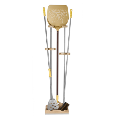 KALINDRA | Lilly. Universal support with 3 stainless steel slots, featuring wooden blade rests. 150 cm height