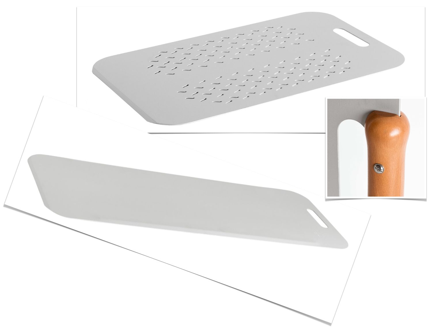 KALINDRA | Lilly. ROMA. Smooth or perforated aluminum pizza peel for meter pizza. Available in many sizes