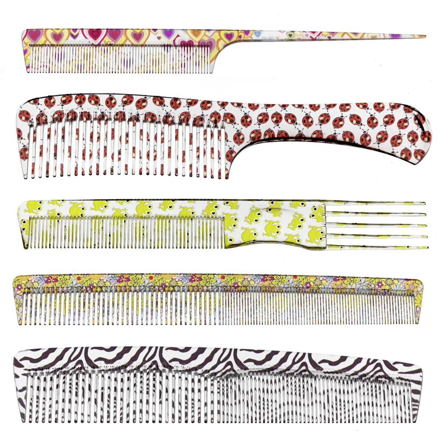 Transparent HQ Acrylic Combs with Decorations - Kalindra Cutlery
