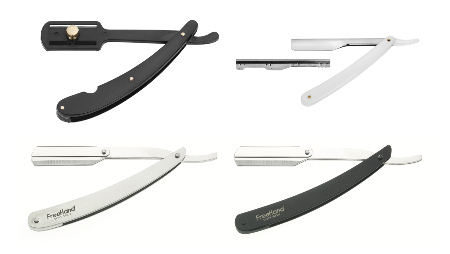 Professional barber razor line in 4 solutions. Kalindra cutlery
